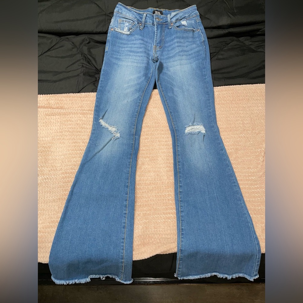 Flared ripped jeans Size:0/24 Color:blue